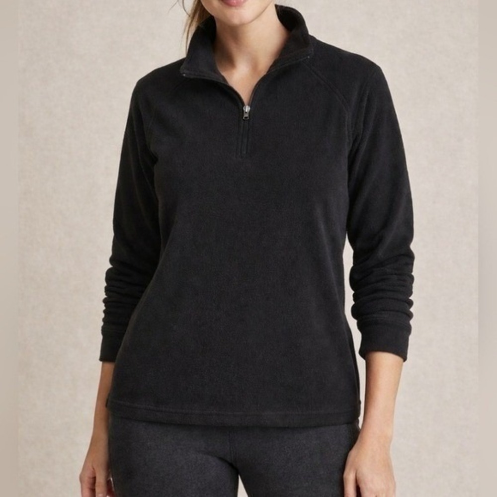 Columbia Black Fleece 1/4 Zip Women's Lrg Pullover Cozy Outdoor Hiking Gorpcore
